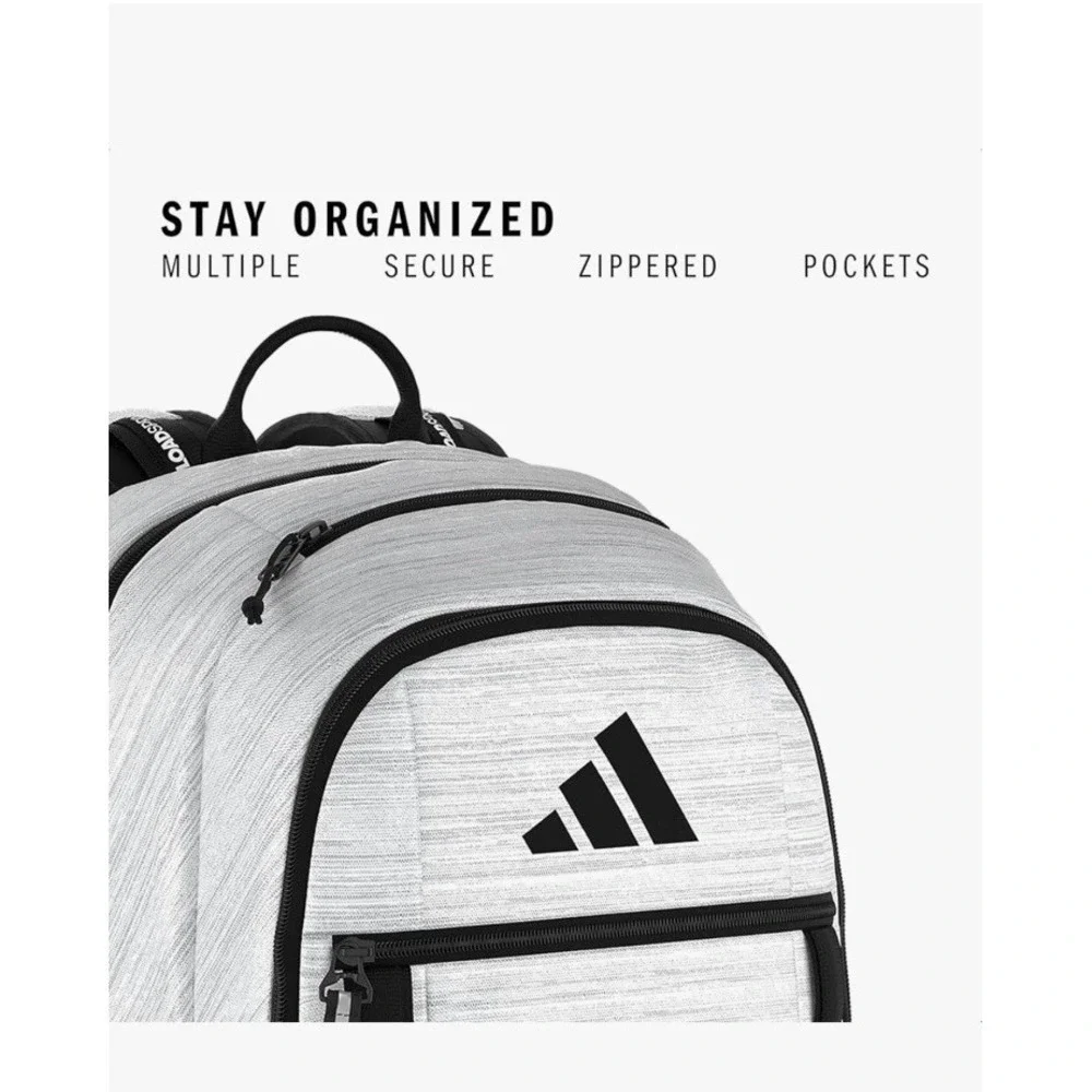 Adidas Excel 7 Backpack Twill White Black Laptop Gym Workout Travel, 34L OSFA